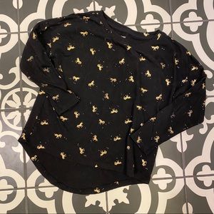 Old Navy Black Long Sleeve T with gold Unicorns